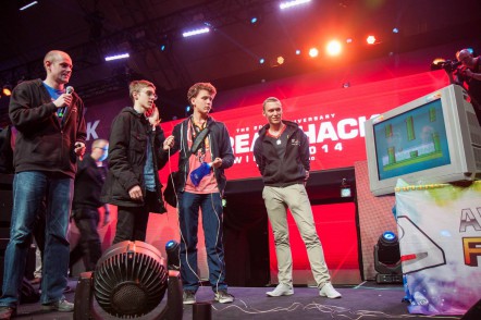 Playing on the stage